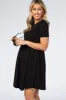 Black Short Sleeve Front Pleat Maternity Dress sold by Pinkblush