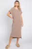 Mocha Ribbed Short Sleeve Midi Dress sold by Pinkblush