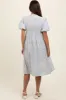 Light Blue Floral Puff Sleeve Maternity Midi Dress sold by Pinkblush