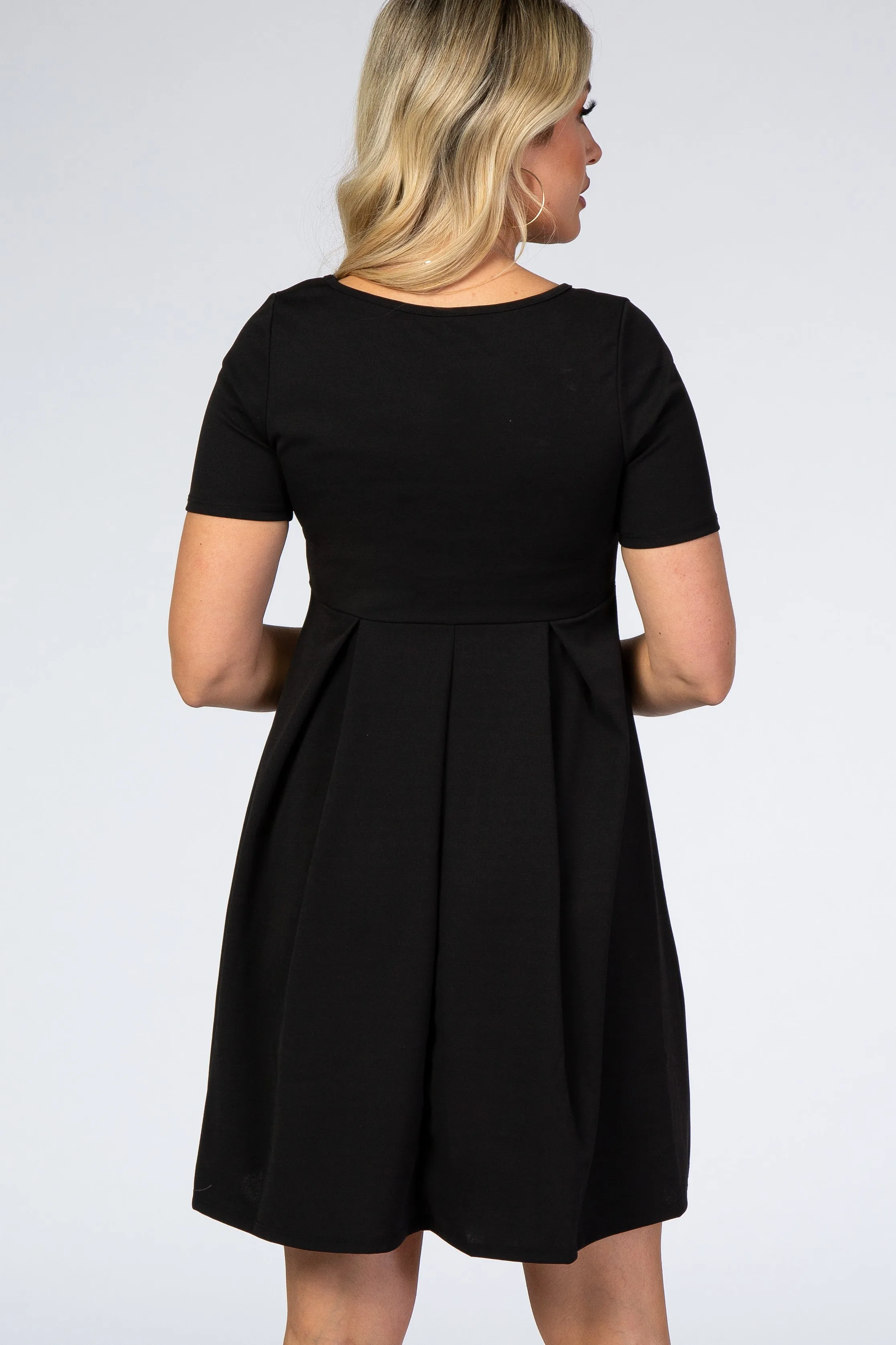 Black Short Sleeve Front Pleat Maternity Dress sold by Pinkblush product image thumbnail 3