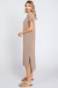 Mocha Ribbed Short Sleeve Midi Dress sold by Pinkblush
