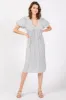 Light Blue Floral Puff Sleeve Maternity Midi Dress sold by Pinkblush