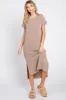 Mocha Ribbed Short Sleeve Midi Dress sold by Pinkblush