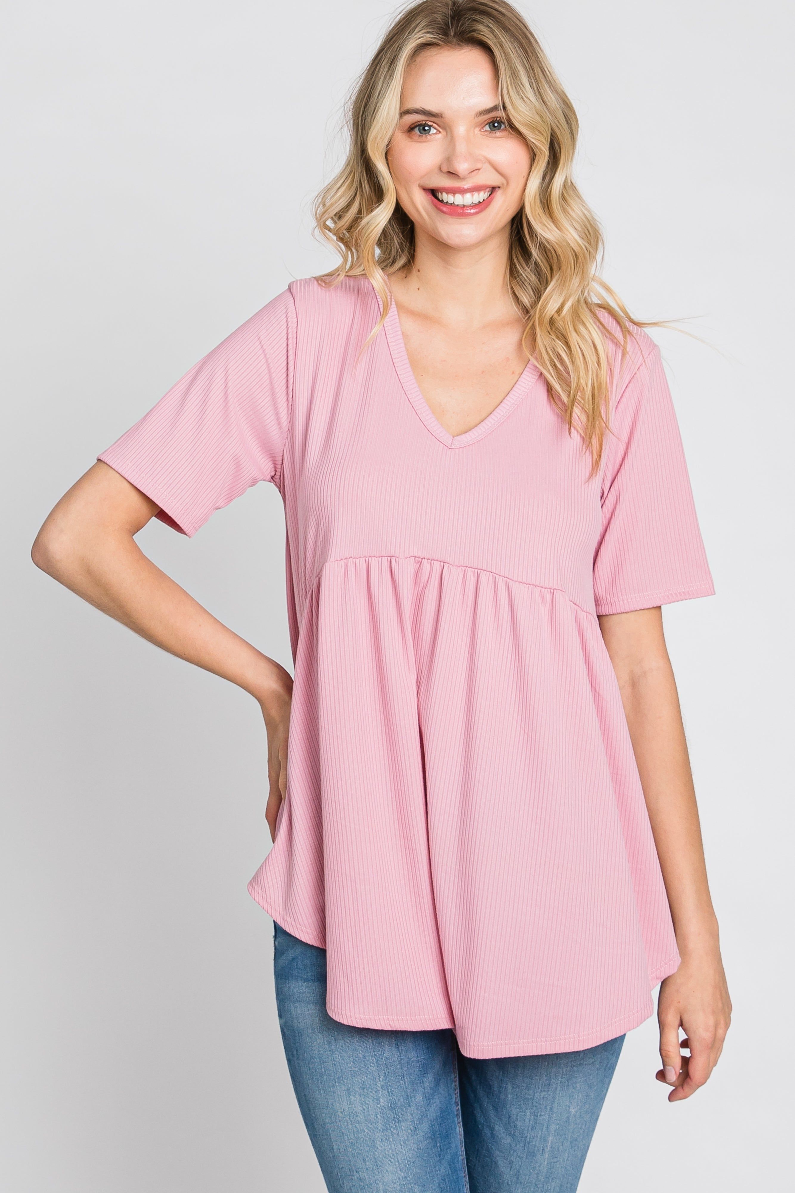 Pink Ribbed Babydoll Top sold by Pinkblush product image thumbnail 4