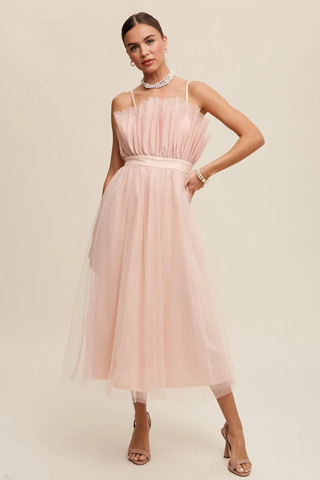 Blush Paper Bag Frill Tulle Maxi Dress sold by Pinkblush