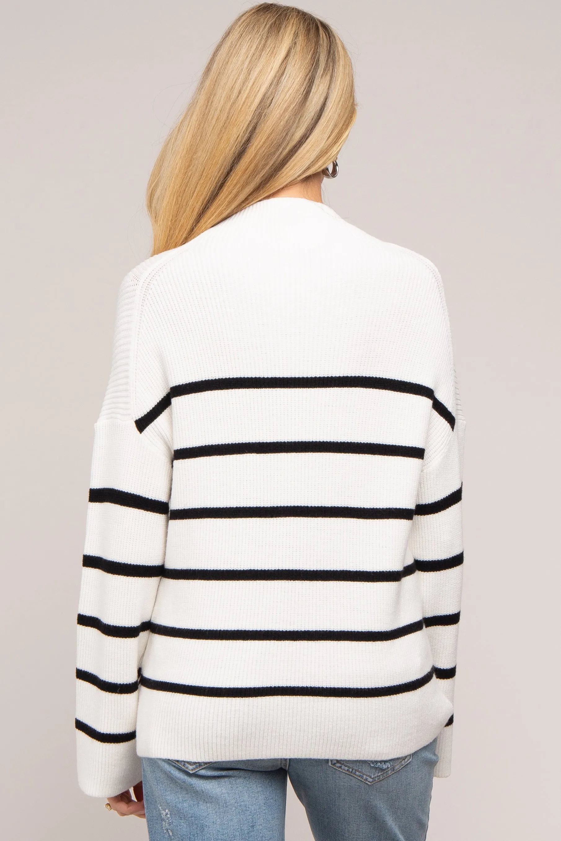 Ivory Striped Mock Neck Maternity Sweater sold by Pinkblush product image thumbnail 3