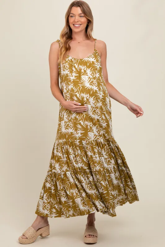 Dark Yellow Printed Maternity Maxi Dress sold by Pinkblush