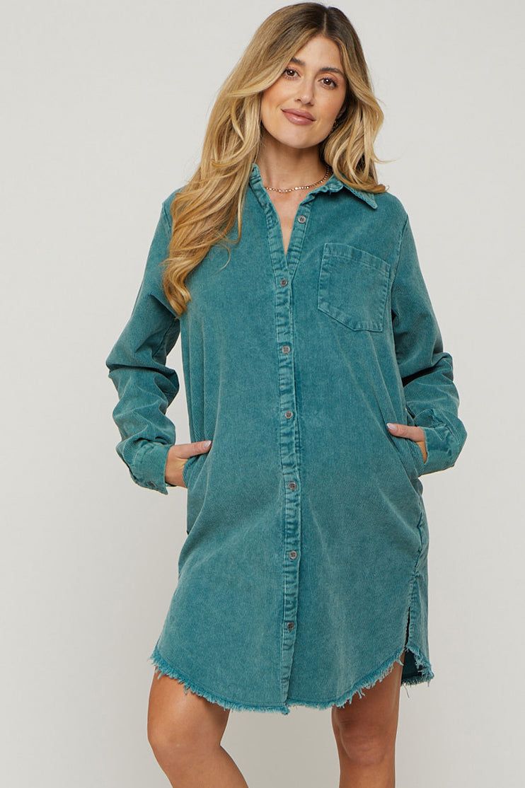 Jade Corduroy Button Down Collared Maternity Dress sold by Pinkblush product image thumbnail 2