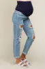 Light Blue Distressed Cuffed Maternity Skinny Jeans sold by Pinkblush
