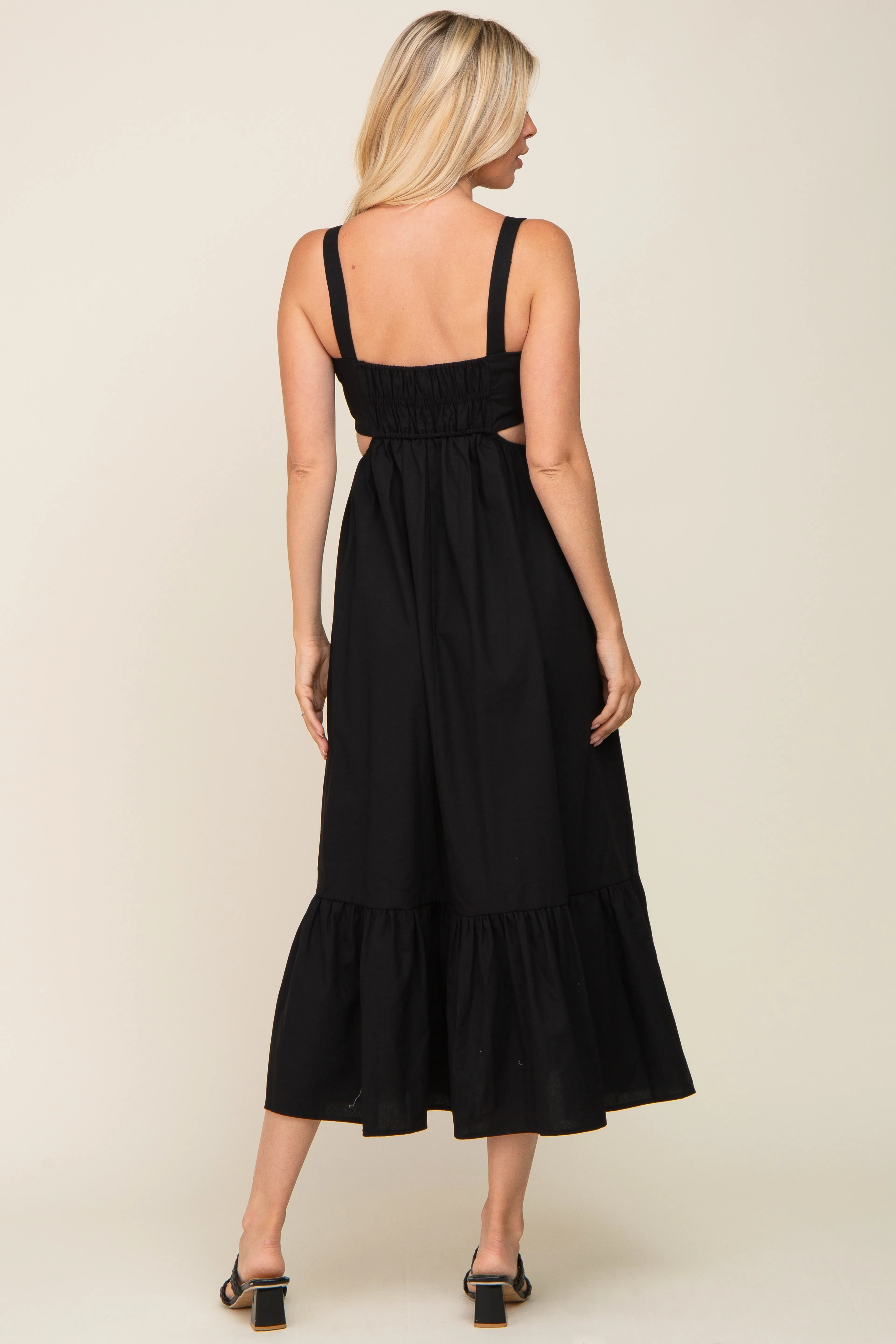 Black Sleeveless Cutout Ruffle Hem Maxi Dress sold by Pinkblush product image thumbnail 3