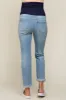 Light Blue Distressed Cuffed Maternity Skinny Jeans sold by Pinkblush