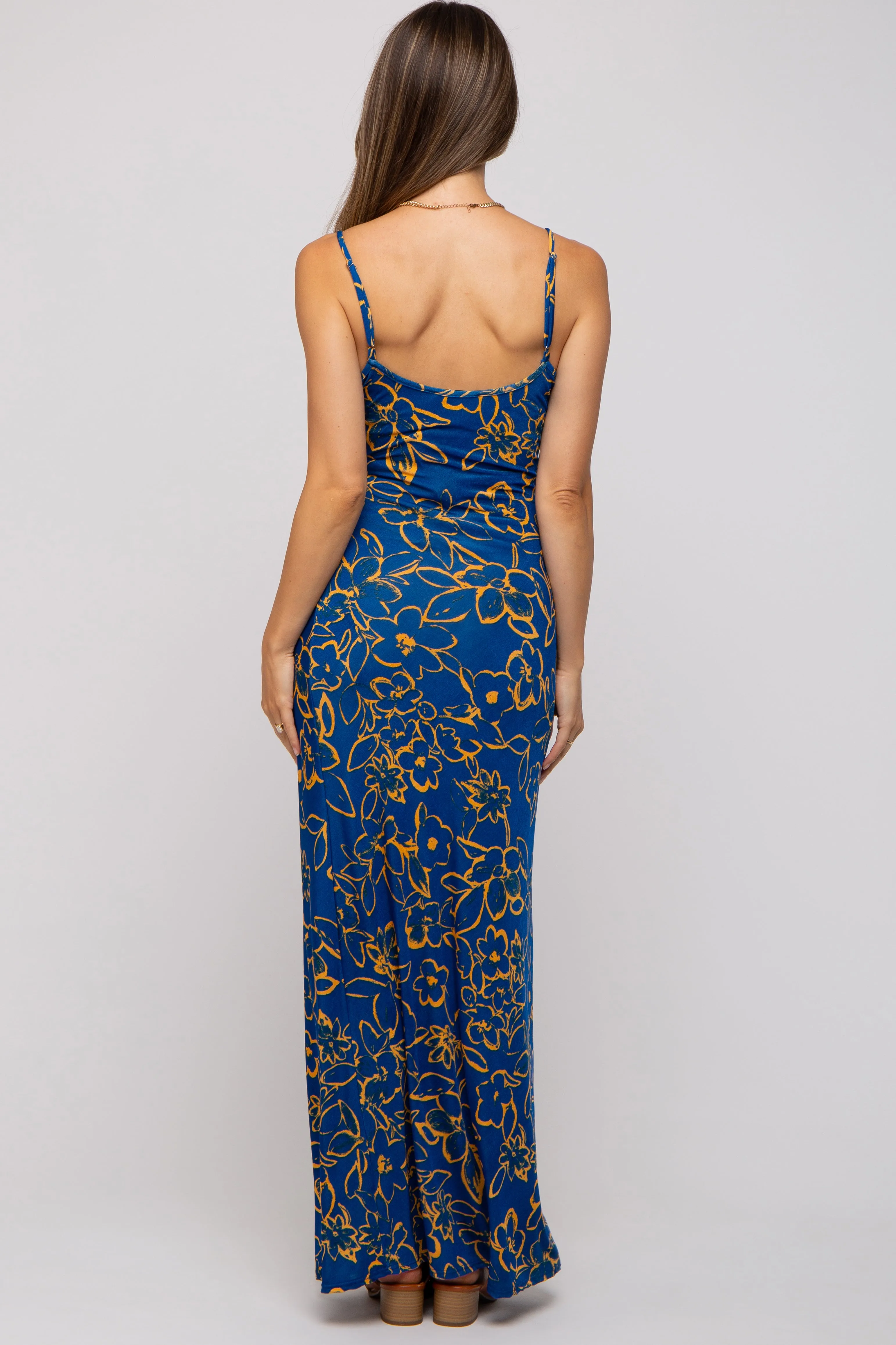 Royal Blue Floral Maternity Maxi Dress sold by Pinkblush product image thumbnail 3