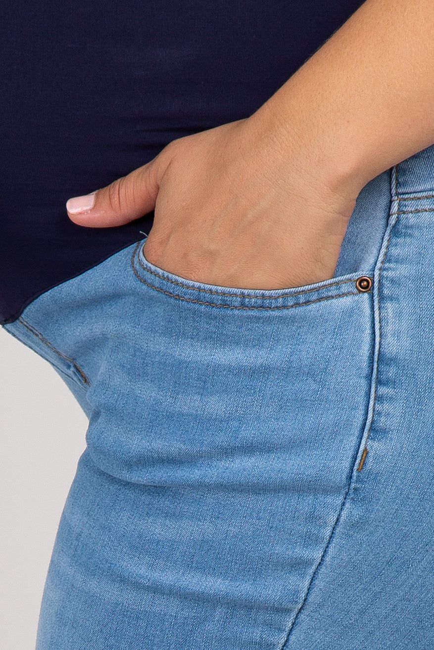 PinkBlush Blue Distressed Maternity Plus Jeans sold by Pinkblush product image thumbnail 6