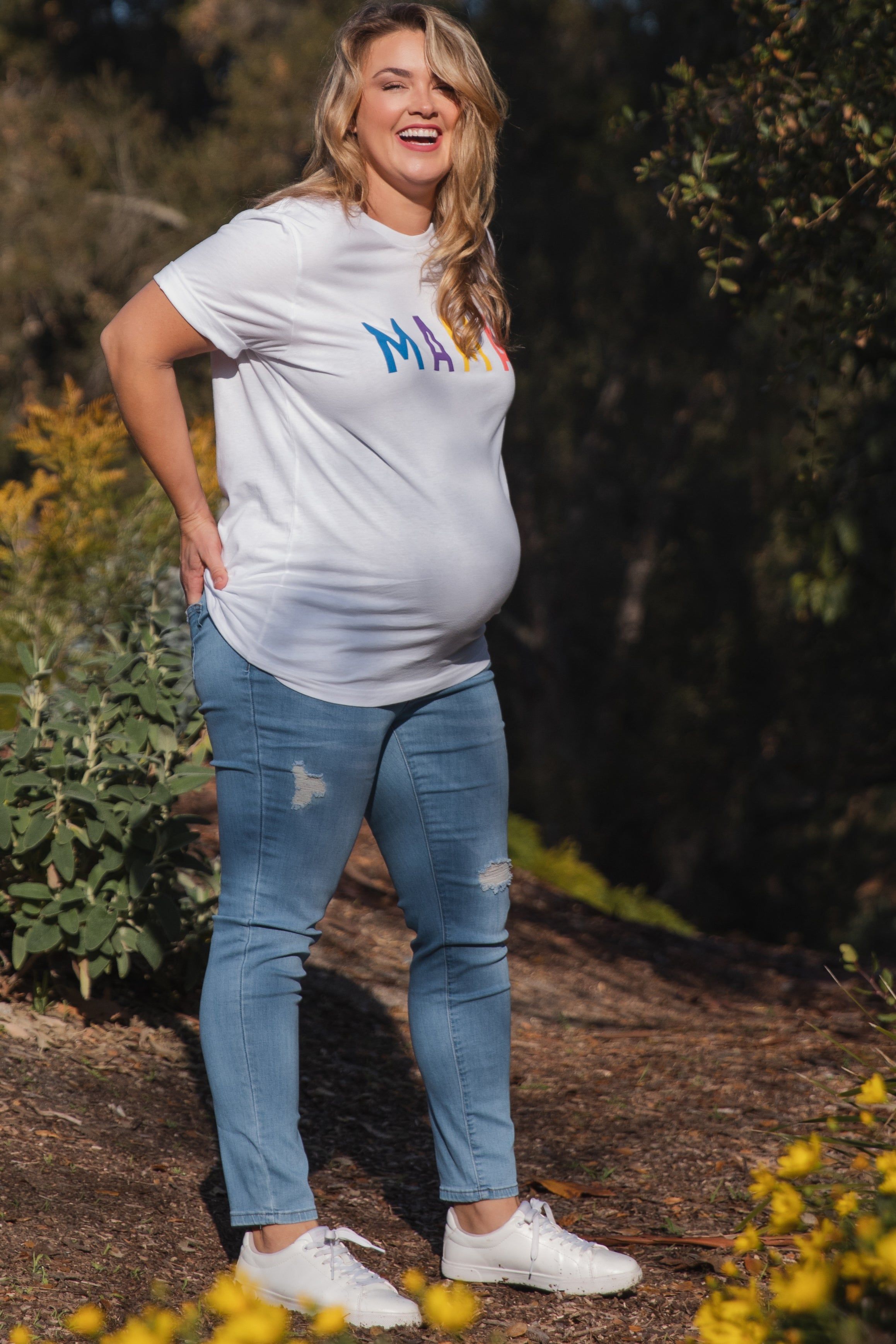 PinkBlush Blue Distressed Maternity Plus Jeans sold by Pinkblush product image thumbnail 2