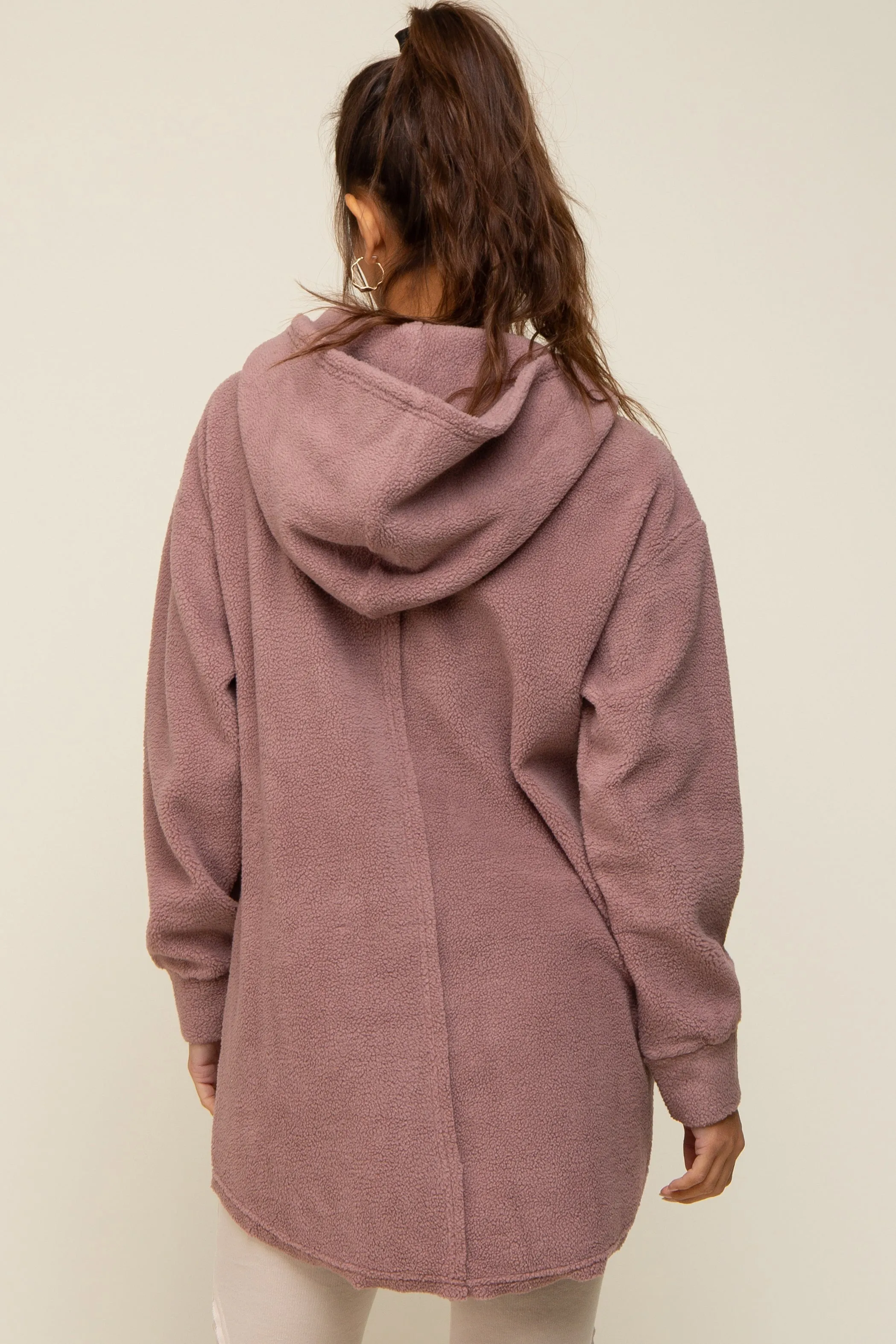 Mauve Fleece Hooded Long Maternity Sweater sold by Pinkblush product image thumbnail 3