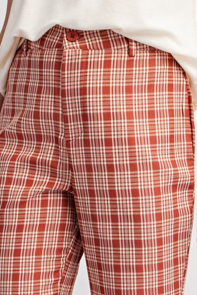Red Bean Plaid Print Bell Bottom Pants sold by Pinkblush product image thumbnail 5