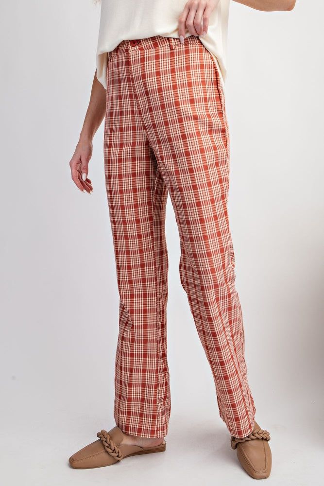 Red Bean Plaid Print Bell Bottom Pants sold by Pinkblush product image thumbnail 3