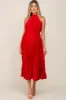 Red Pleated Maternity Halter Dress sold by Pinkblush