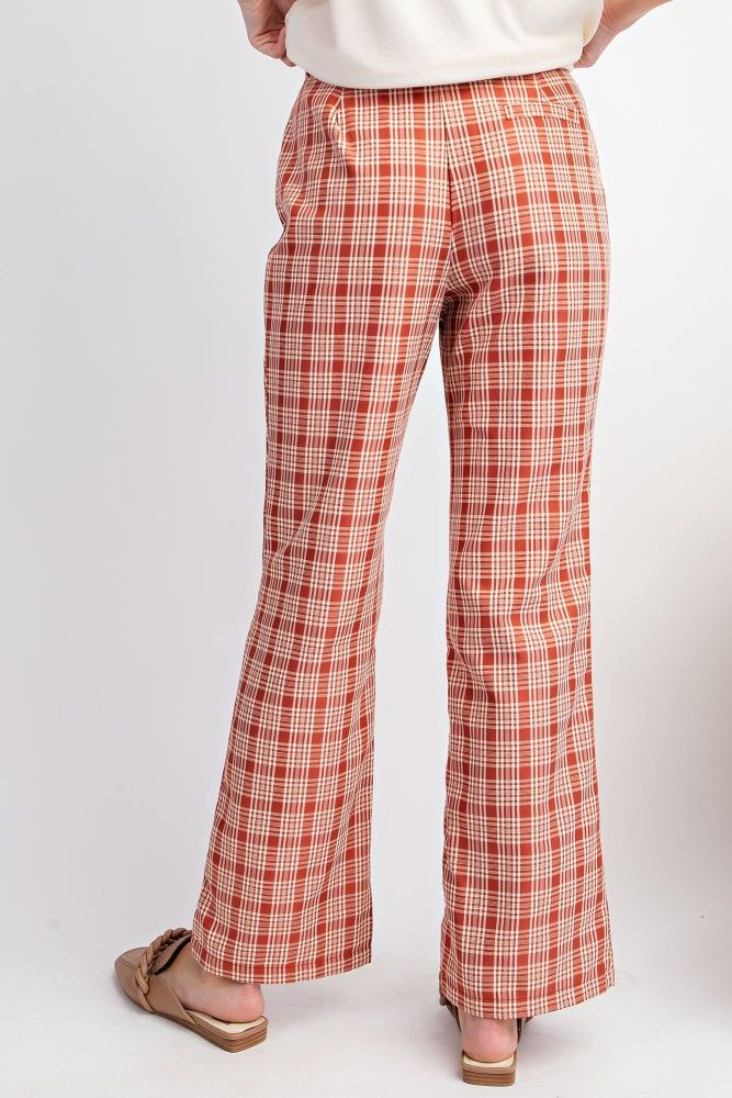 Red Bean Plaid Print Bell Bottom Pants sold by Pinkblush product image thumbnail 4