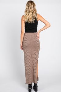 Mocha Ribbed Maxi Skirt sold by Pinkblush