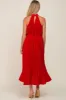 Red Pleated Maternity Halter Dress sold by Pinkblush