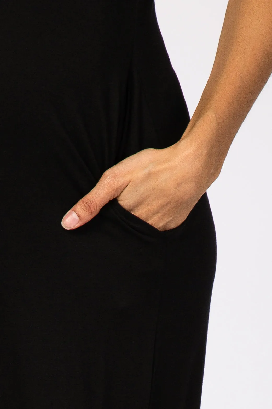 Black Short Sleeve Wide Leg Maternity Jumpsuit sold by Pinkblush product image thumbnail 4