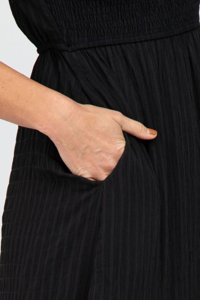 Black Smocked Ruffle Midi Dress sold by Pinkblush product image thumbnail 4