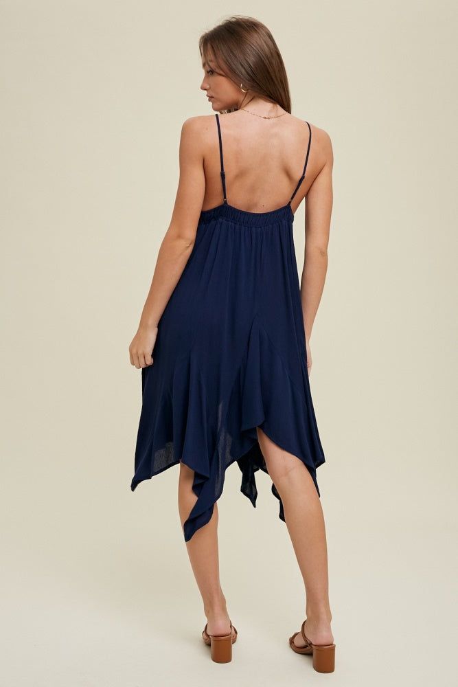 Navy Handkerchief Mini Dress sold by Pinkblush product image thumbnail 3