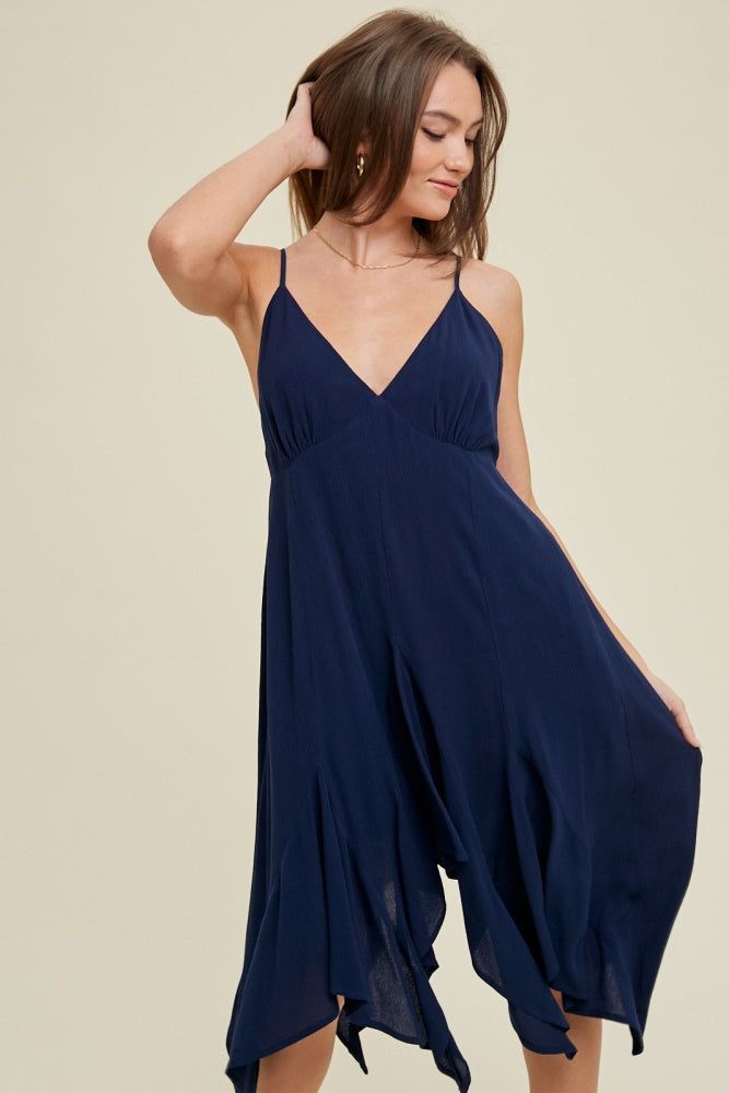 Navy Handkerchief Mini Dress sold by Pinkblush product image thumbnail 4