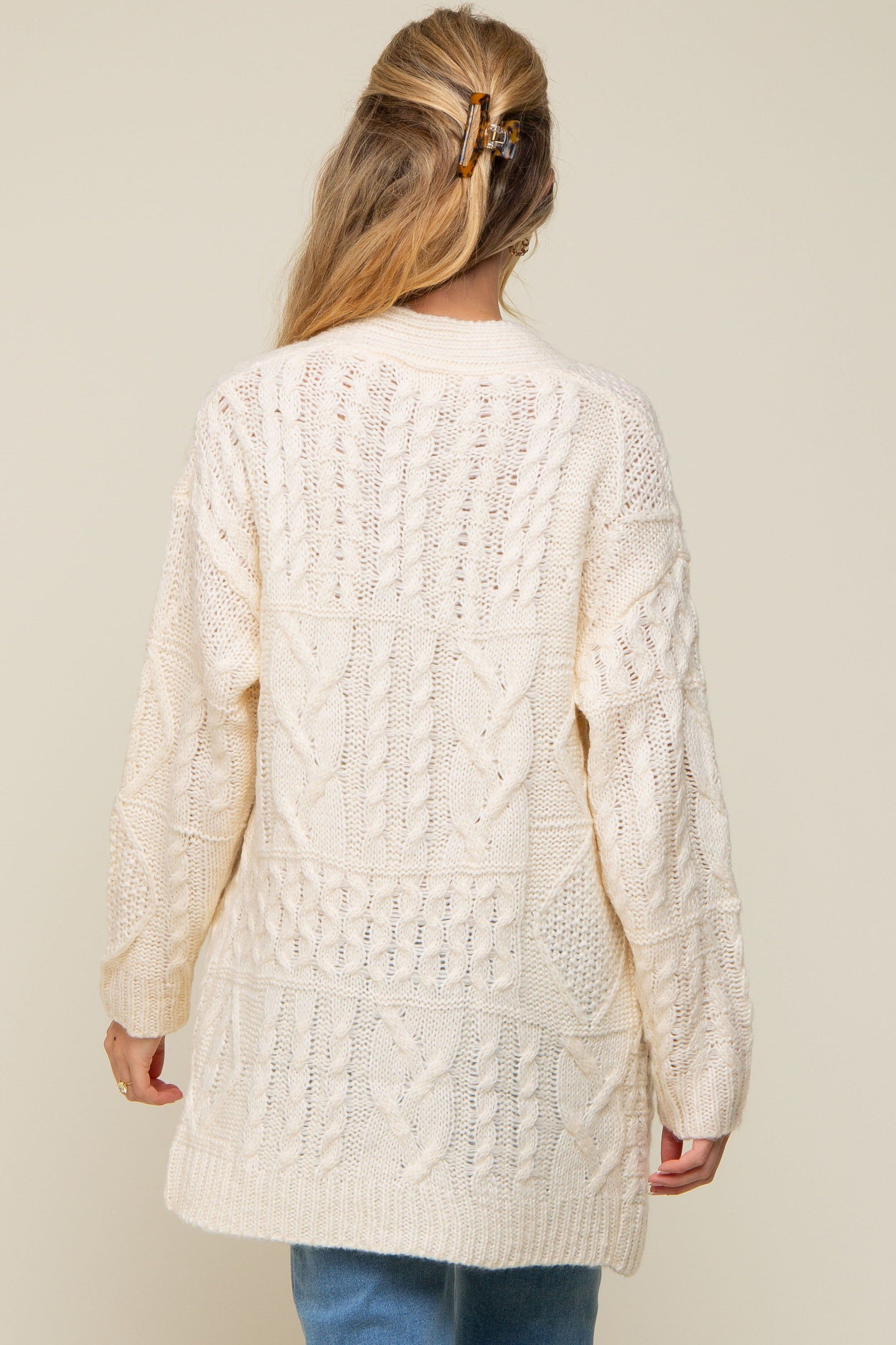 Cream Cable Knit Maternity Cardigan sold by Pinkblush product image thumbnail 3