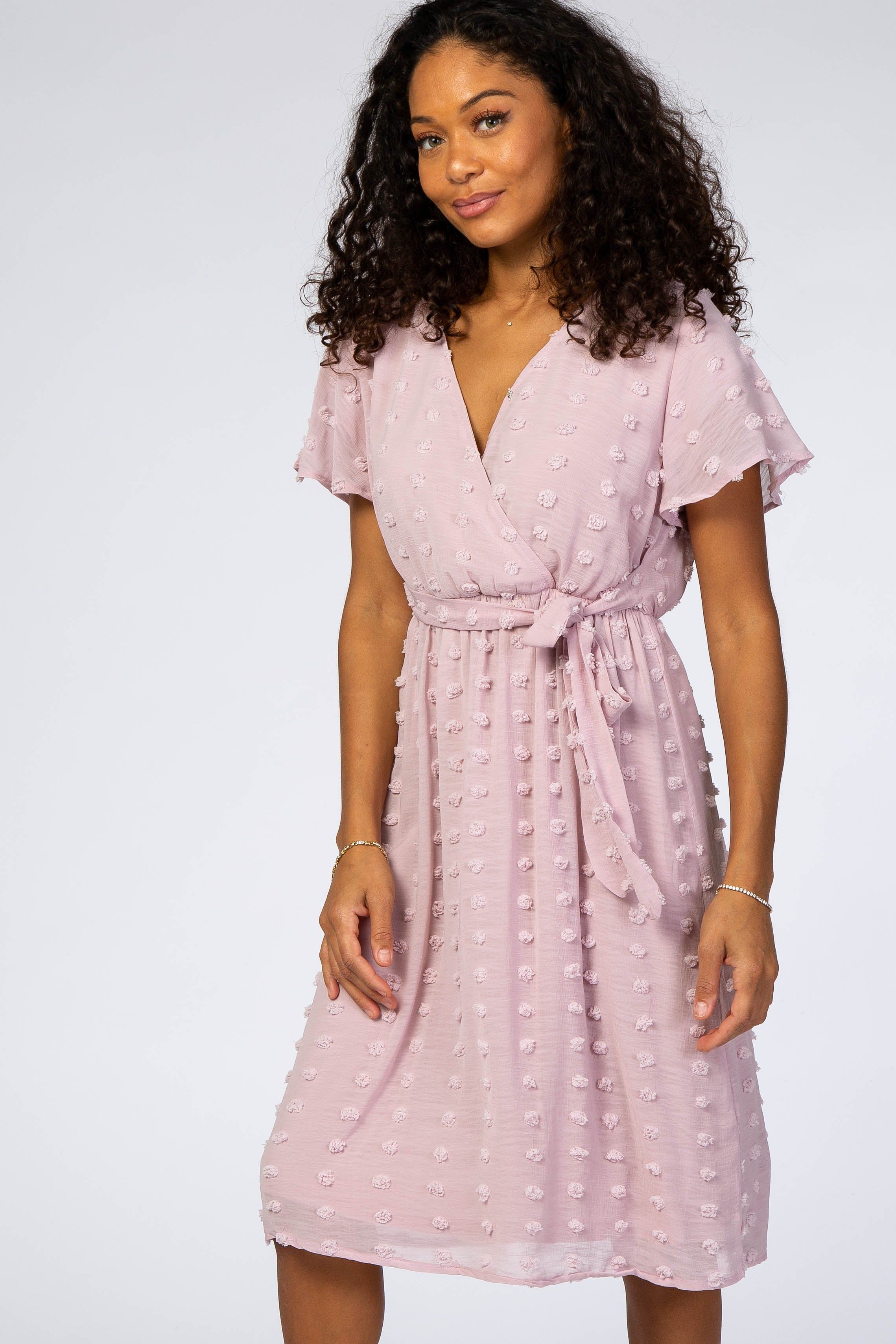 Lavender Swiss Dot Midi Dress sold by Pinkblush product image thumbnail 4