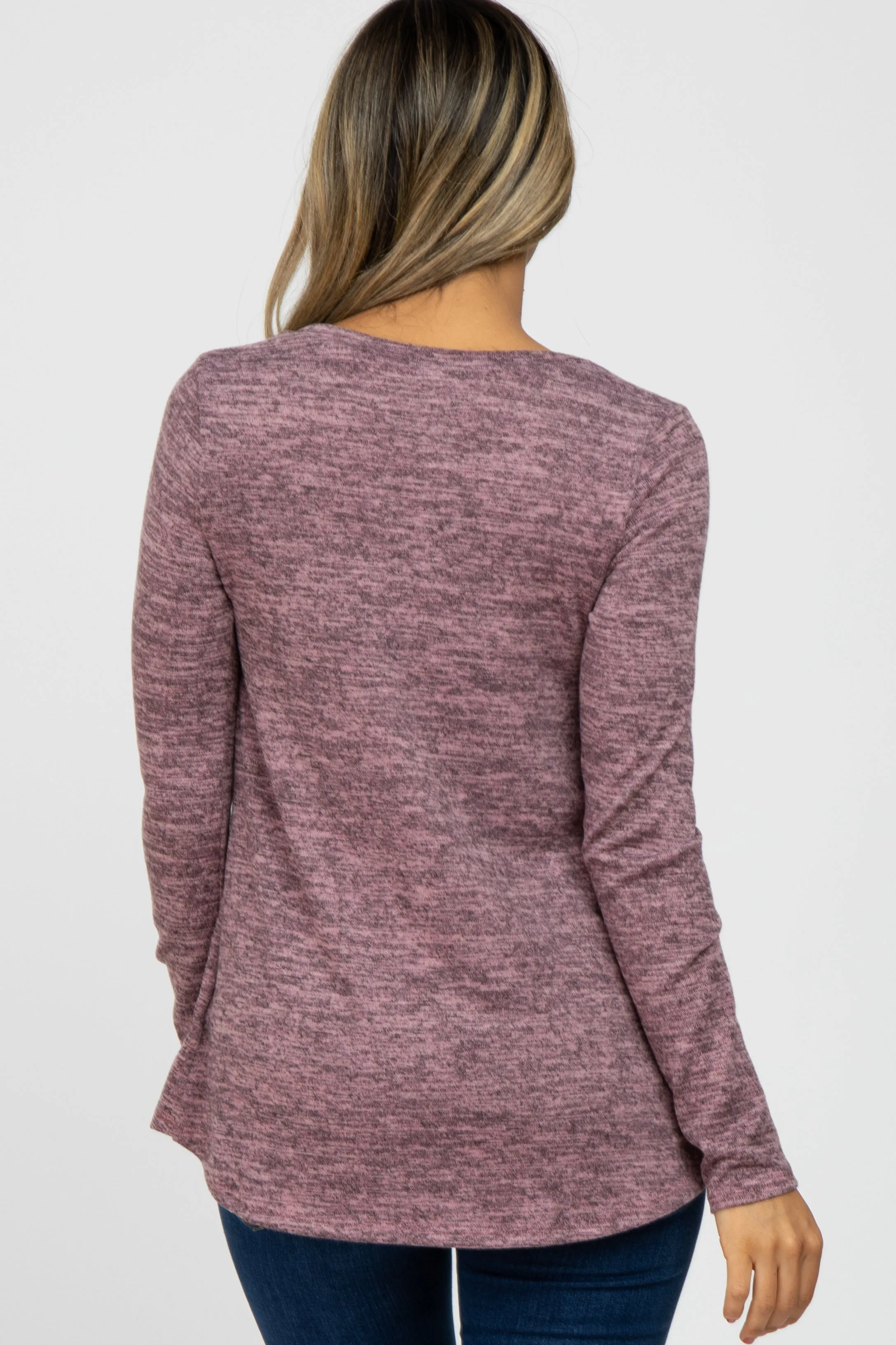 Mauve Heather Knit Layered Front Nursing Top sold by Pinkblush product image thumbnail 4