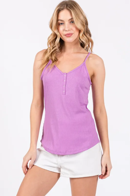Lavender Ribbed Snap Button Cami sold by Pinkblush