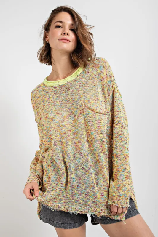 Yellow Multi Color Light Weight Sweater sold by Pinkblush