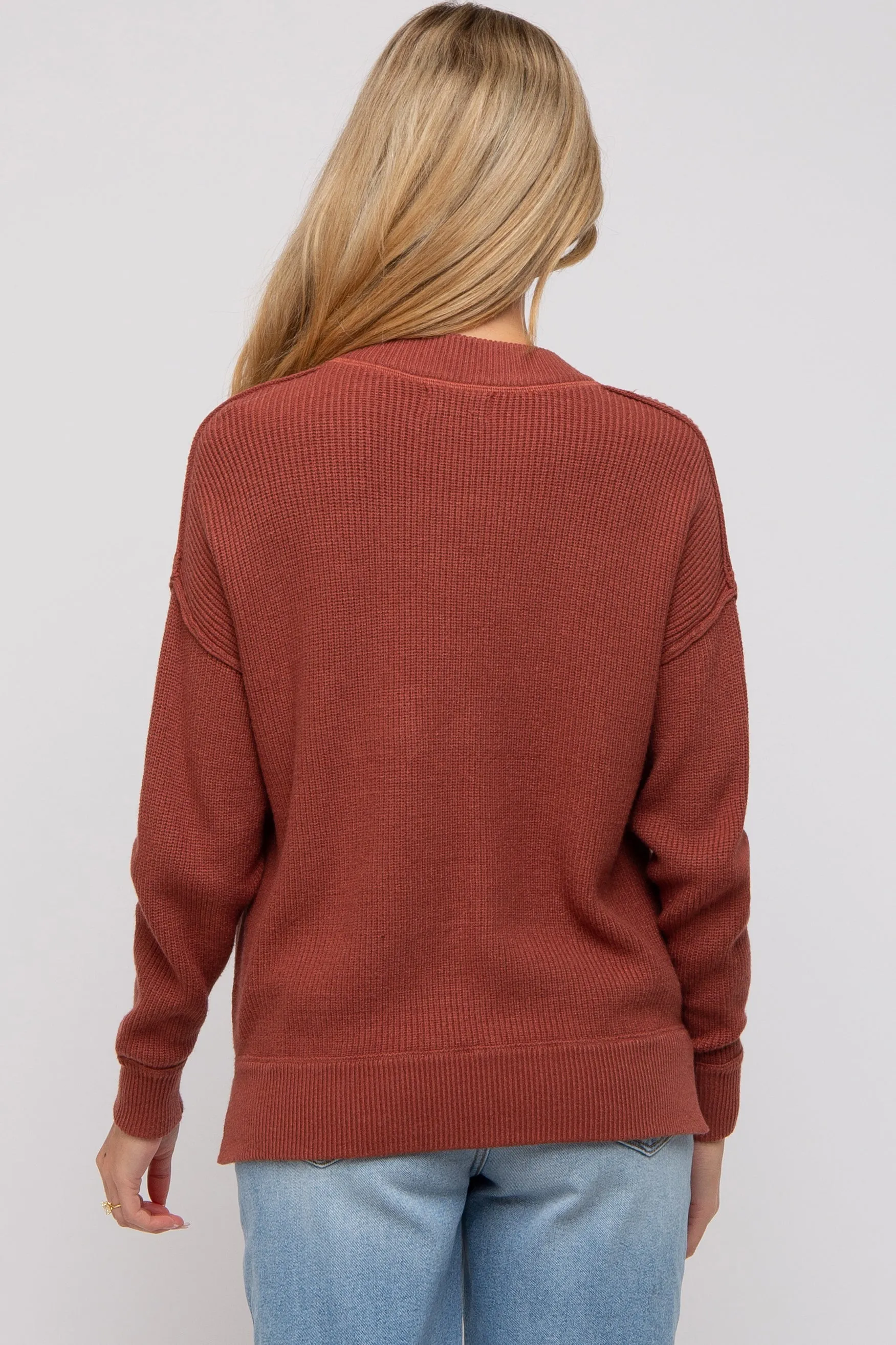 Rust Knit Side Slit Maternity Sweater sold by Pinkblush product image thumbnail 5