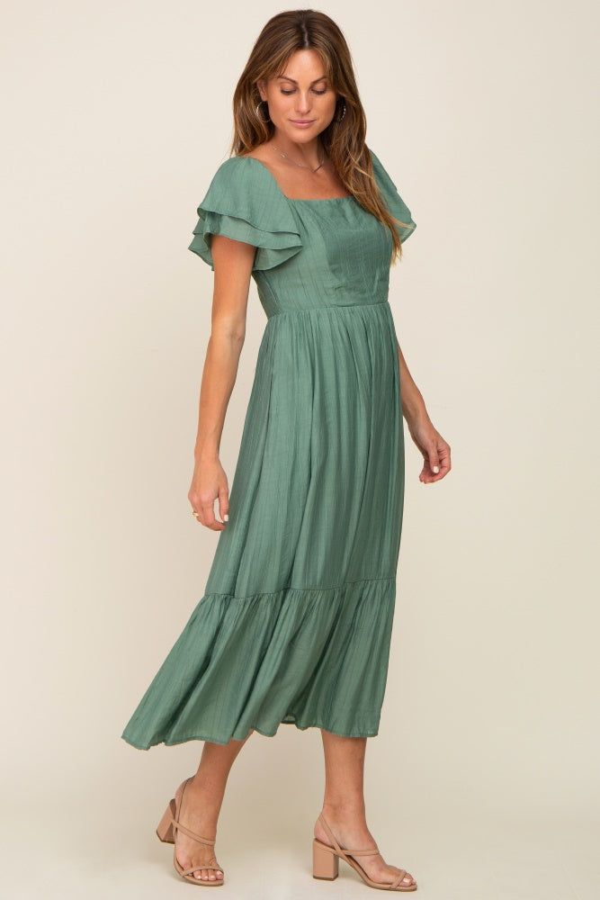 Green Flutter Sleeve Midi Dress sold by Pinkblush product image thumbnail 2
