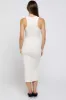 Ivory Sleeveless Ribbed Fitted Maternity Midi Dress sold by Pinkblush