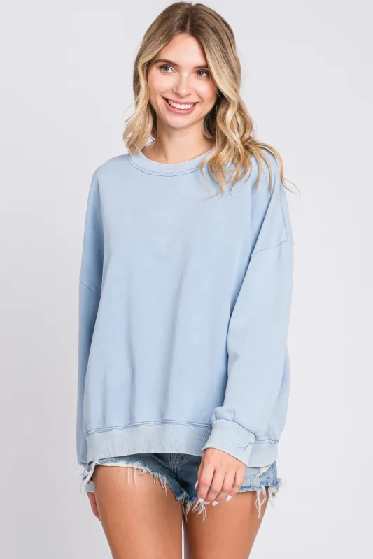Blue Dropped Shoulder Sweatshirt sold by Pinkblush
