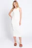 Ivory Sleeveless Ribbed Fitted Maternity Midi Dress sold by Pinkblush
