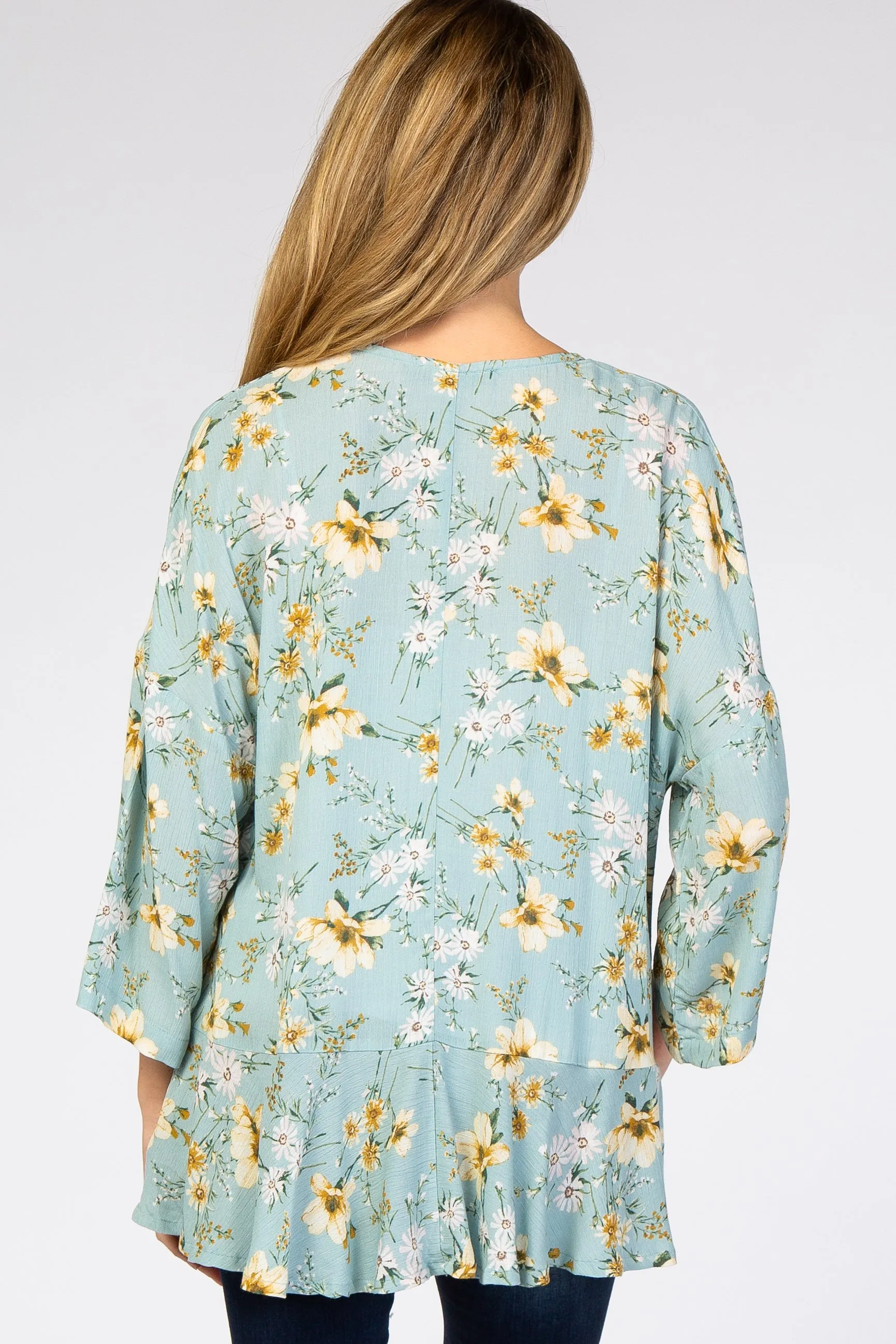 Light Blue Floral Ruffle Hem Maternity Cover Up sold by Pinkblush product image thumbnail 3