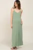 Light Olive Sleeveless V-Neck Maternity Maxi Dress sold by Pinkblush