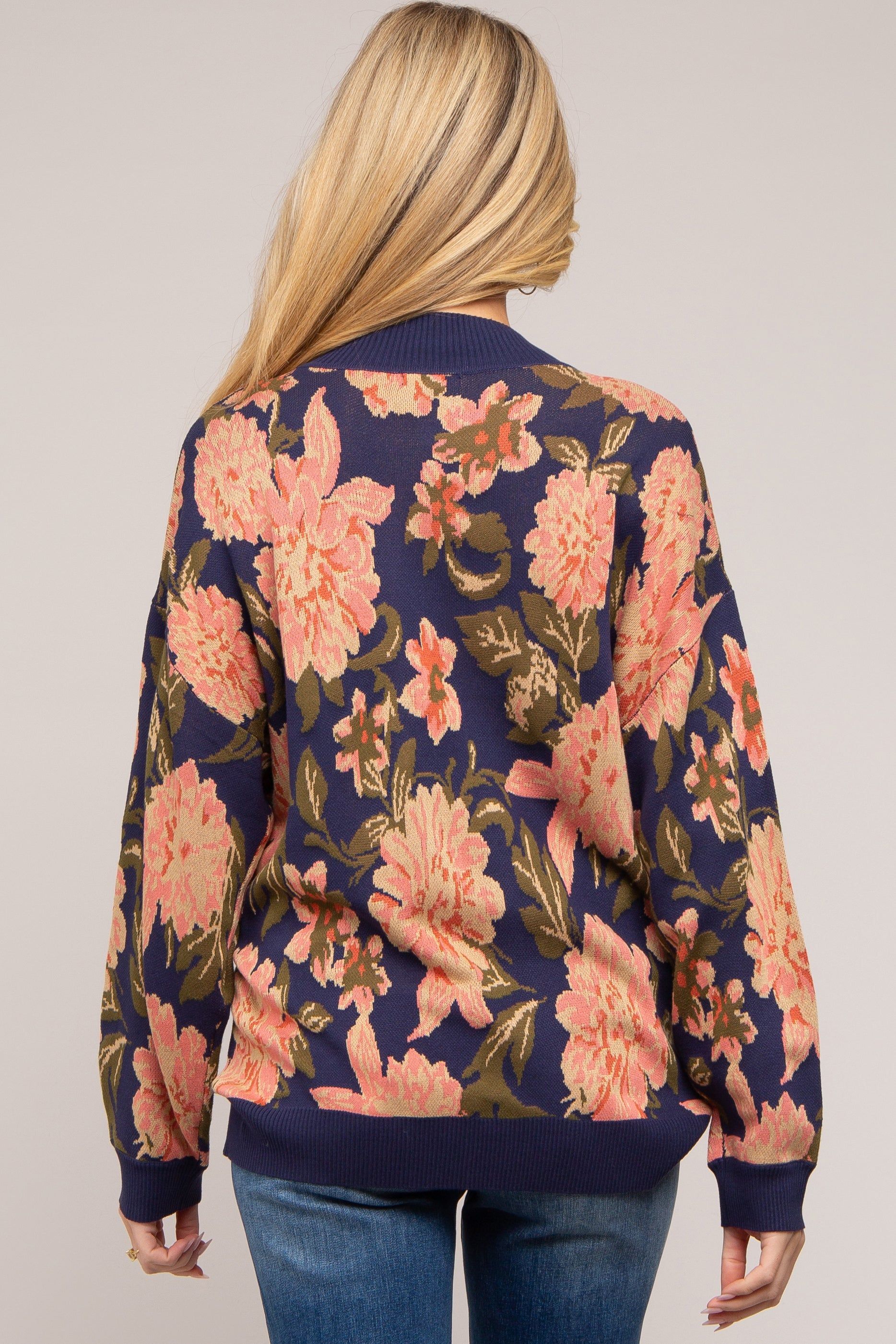 Navy Blue Floral Maternity Sweater sold by Pinkblush product image thumbnail 3