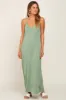 Light Olive Sleeveless V-Neck Maternity Maxi Dress sold by Pinkblush