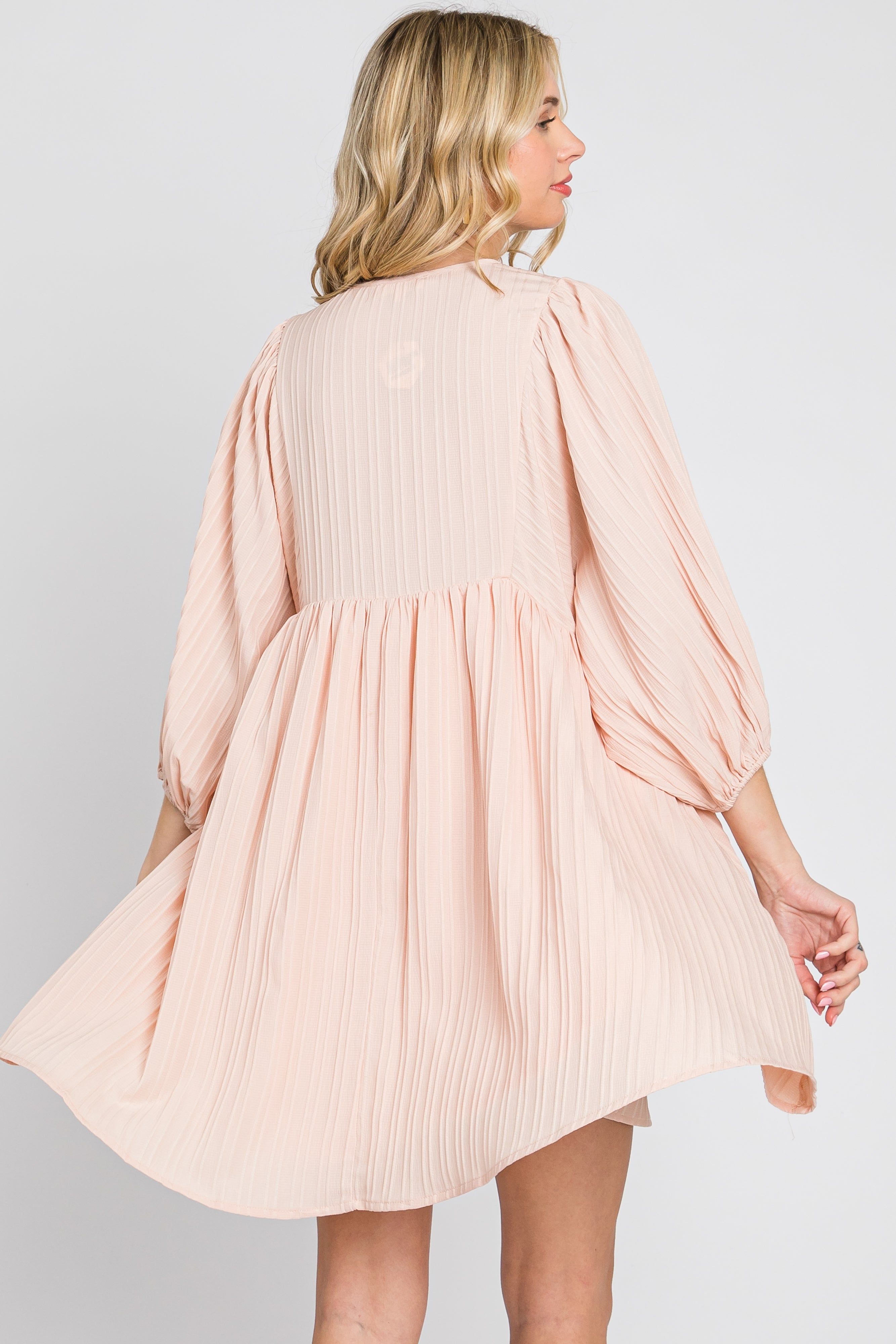 Light Pink Textured Stripe Babydoll Dress sold by Pinkblush product image thumbnail 4