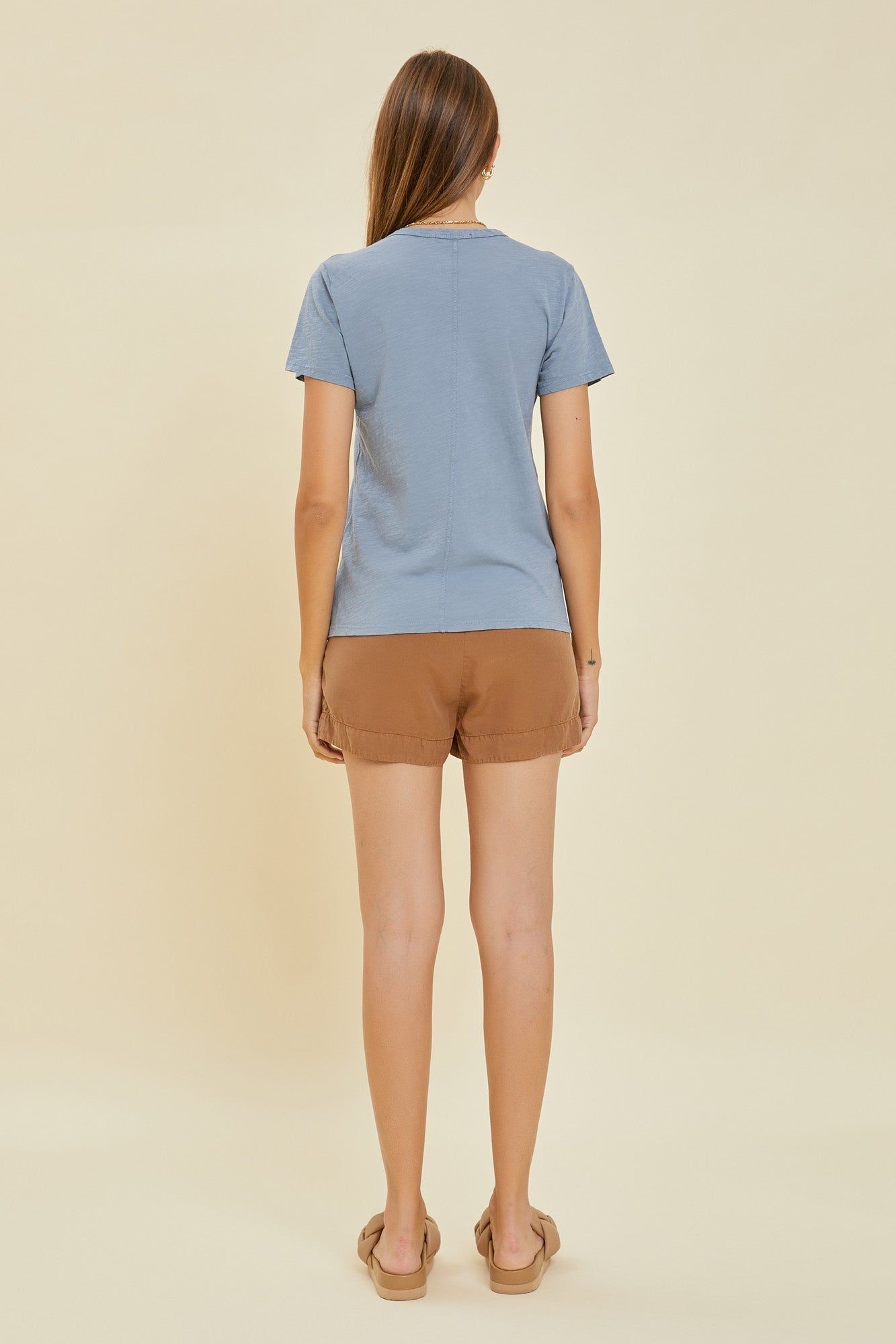 Blue Slub Knit Cropped T-Shirt sold by Pinkblush product image thumbnail 2