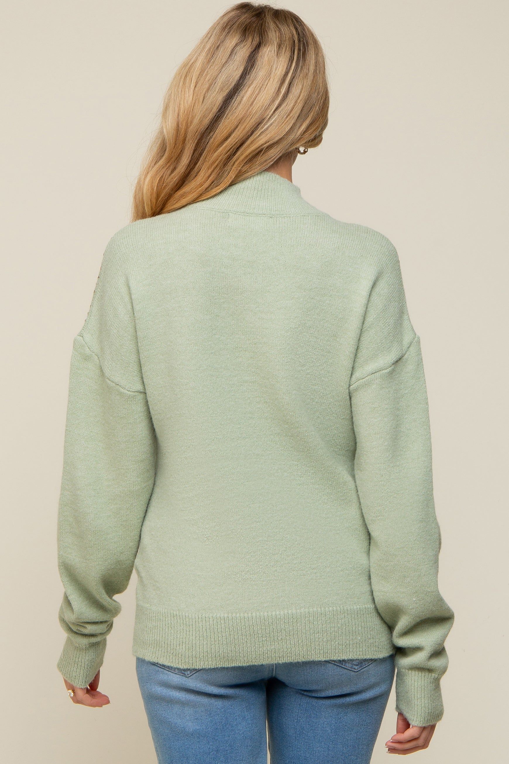 Mint Sequin Knit Mock Neck Maternity Sweater sold by Pinkblush product image thumbnail 3