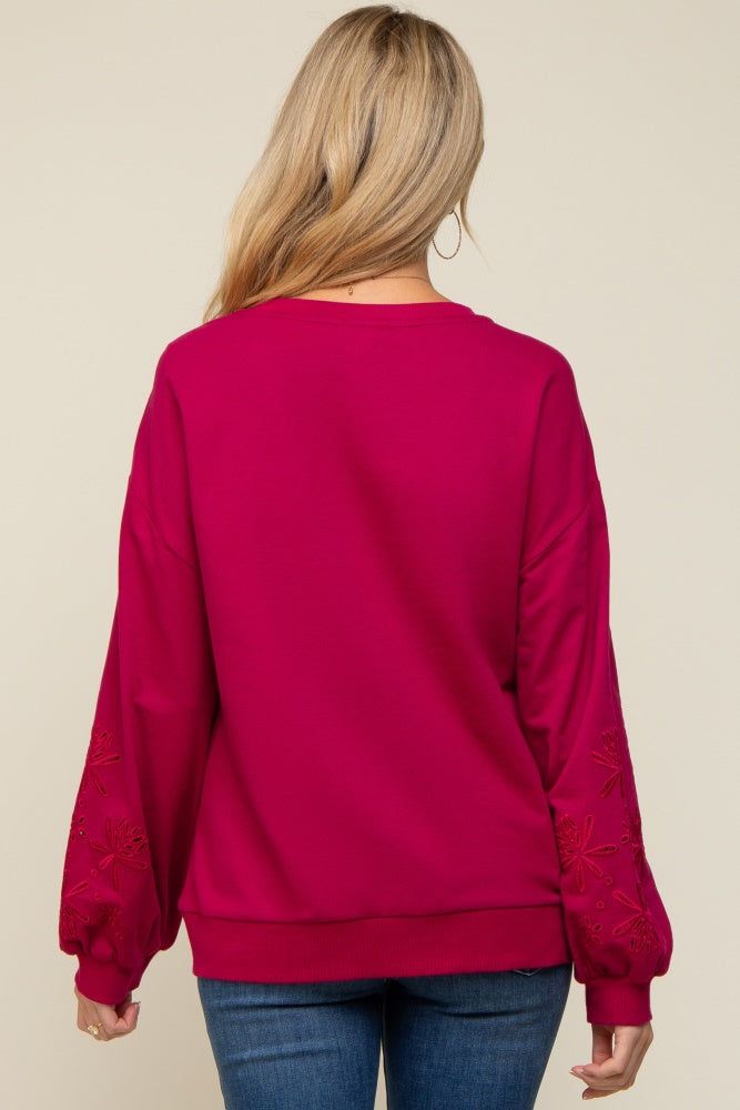 Magenta Embroidered Long Sleeve Maternity Top sold by Pinkblush product image thumbnail 4