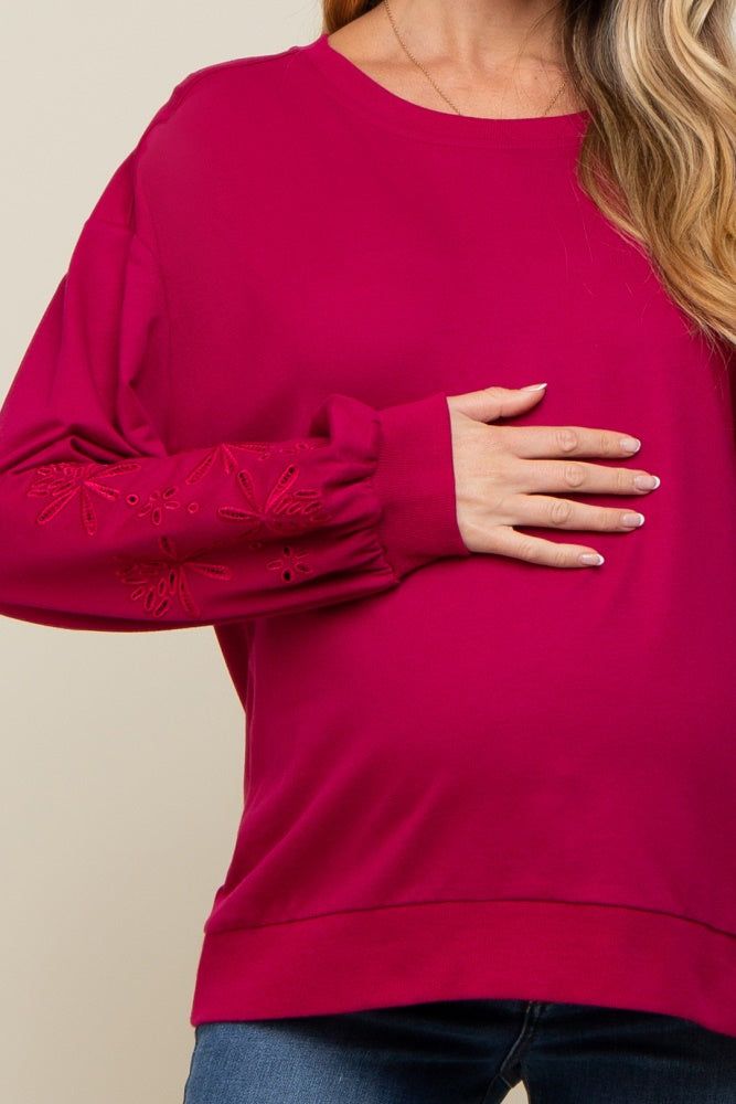 Magenta Embroidered Long Sleeve Maternity Top sold by Pinkblush product image thumbnail 5