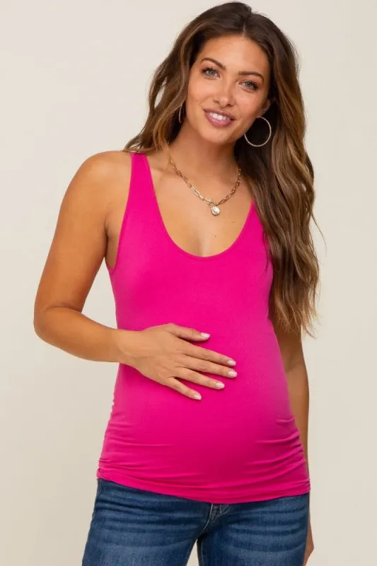 Fuchsia Seamless Maternity Fitted Tank Top sold by Pinkblush