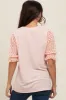 Peach Mesh Floral Puff Sleeve Top sold by Pinkblush